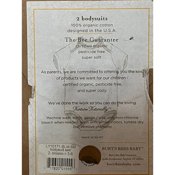 Burt's Bees Baby Lot BodySuits & Footed Pants 0-3 / 3-6 Months Organic Cotton - Picture 4 of 6